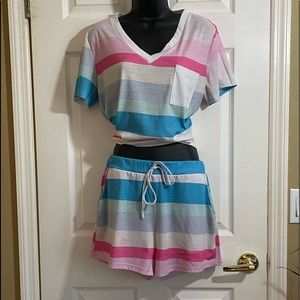 Ace shin V-neck striped Lounge wear